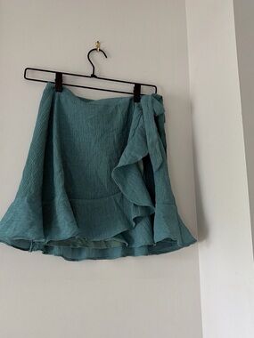 Lulu's Teal Ruffle Wrap Skirt